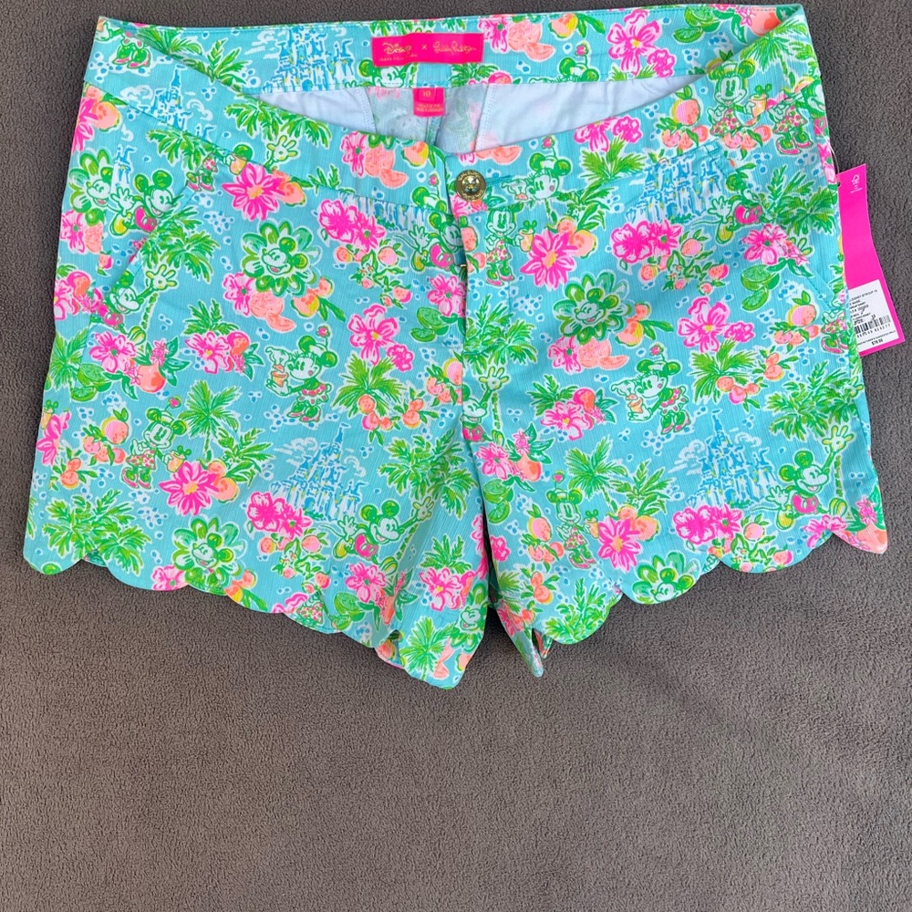 Disney Women's Floral Blue and Pink Shorts
